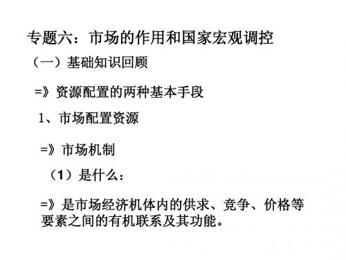 经济知识整理专题六：宏观调控