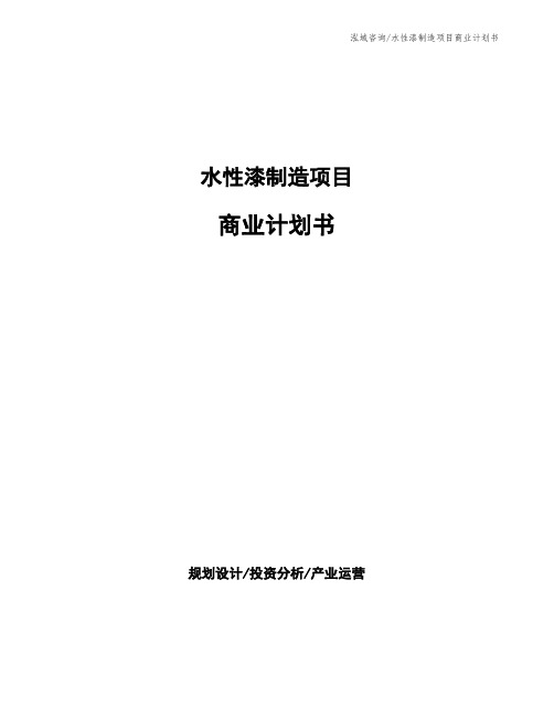 水性漆制造项目商业计划书
