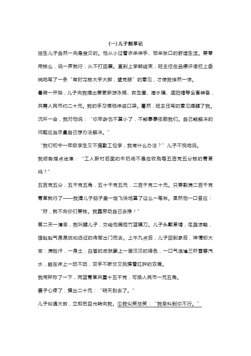 现代文阅读十篇