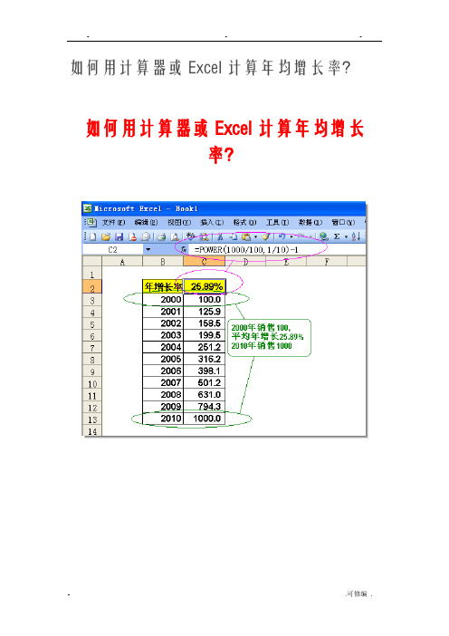 如何用计算器或Excel计算年均增长率