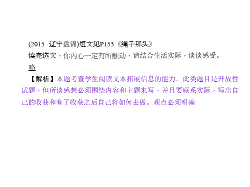 2016聚焦中考语文(辽宁省)专题复习课件：专题九 记叙文阅读 第五讲 个性阅读