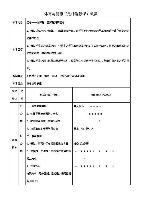 高中足球选修课教案