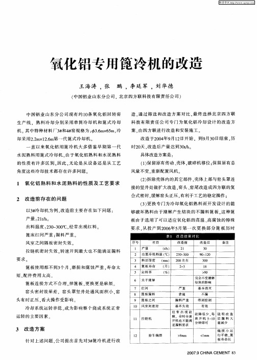 氧化铝专用篦冷机的改造