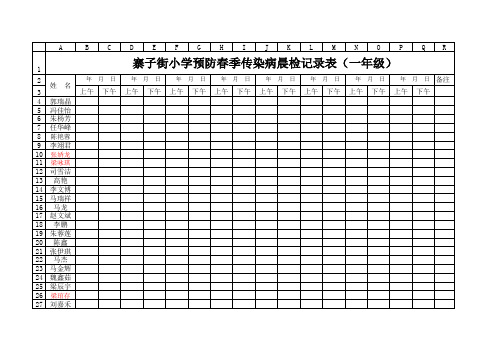 一年级晨检表