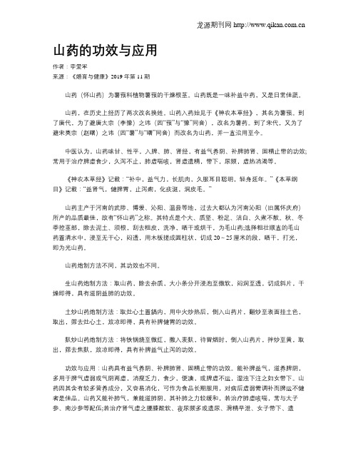 山药的功效与应用