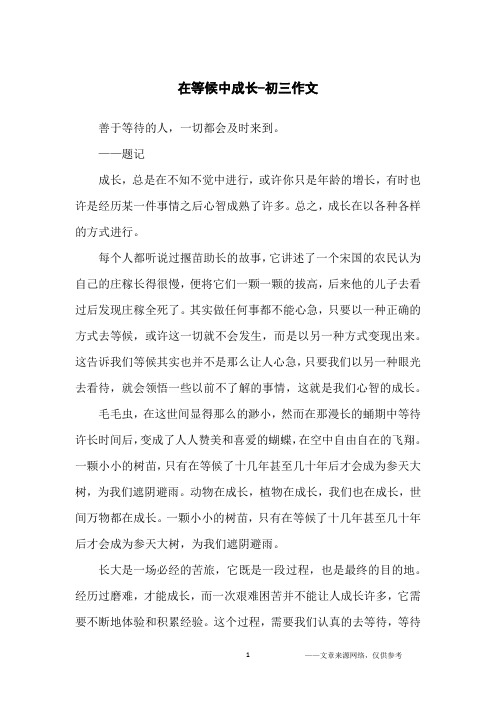 在等候中成长-初三作文