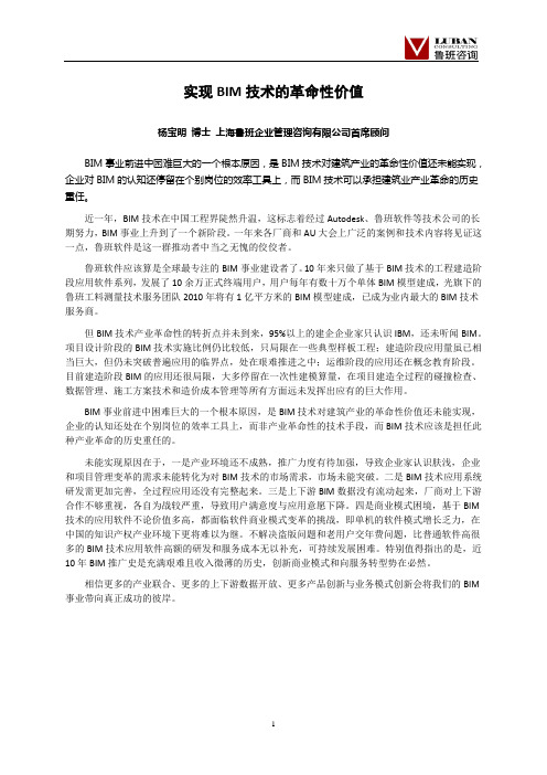 实现BIM的革命性价值-杨宝明