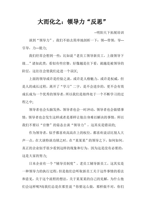 大而化之：领导力“反思”