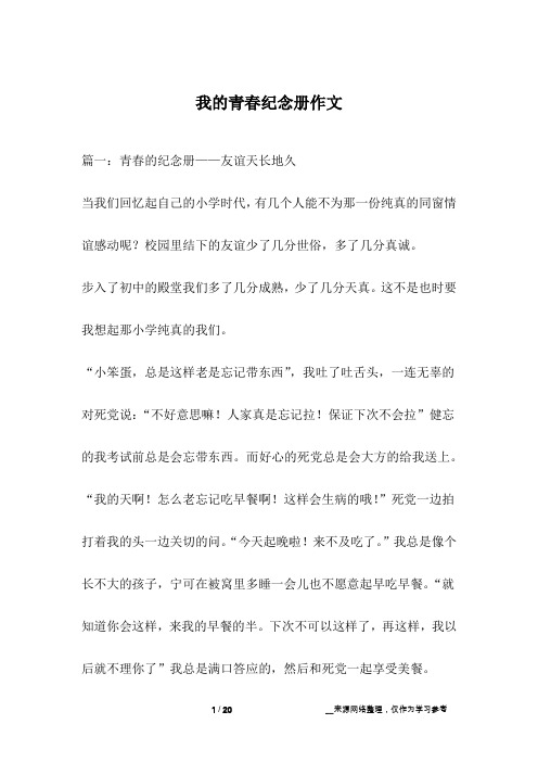 我的青春纪念册作文