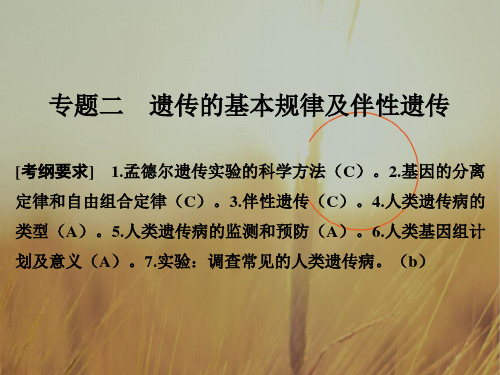 2018届高考生物二轮复习江苏专用课件：第四单元 遗传变异与进化 专题二 遗传的基本规律及伴性遗传