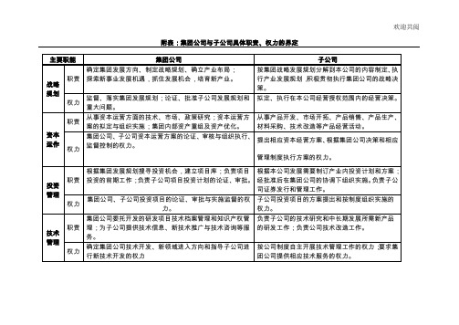 集团公司与子公司具体职责的界定