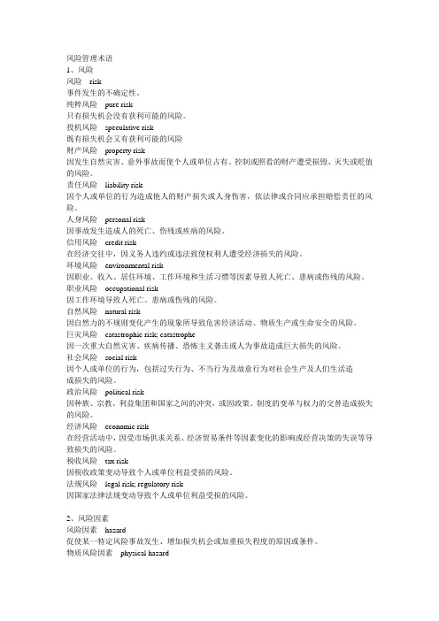 风险管理术语