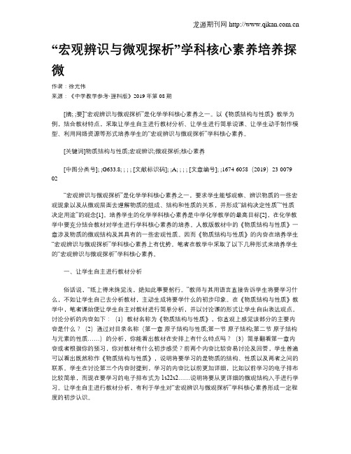“宏观辨识与微观探析”学科核心素养培养探微