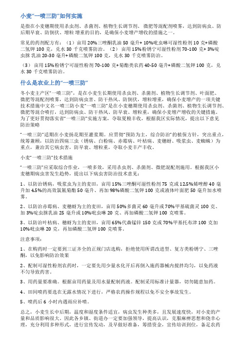 小麦一喷三防实施方案范文