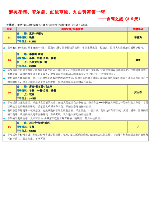 醉美花湖、若尔盖、红原草原、九曲黄河第一湾(行程)