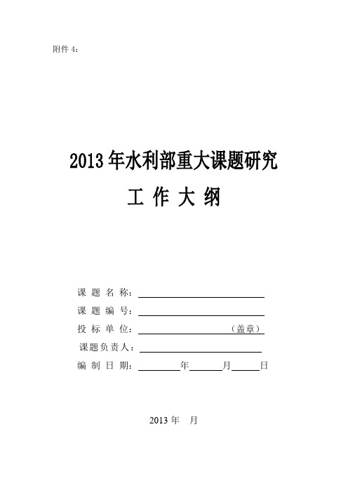 2013年水利部重大课题研究工作大纲(样书)