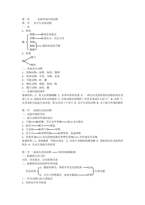 八年级上册生物教案--板书概要