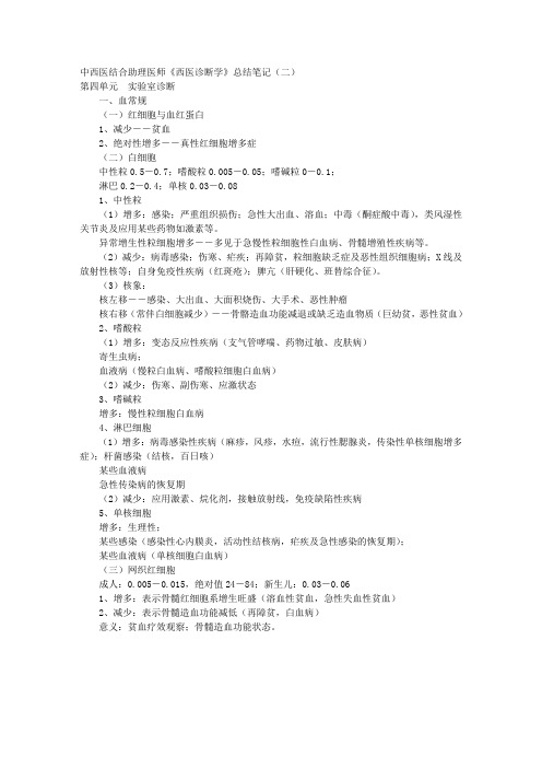 中西医结合助理医师《西医诊断学》总结笔记 