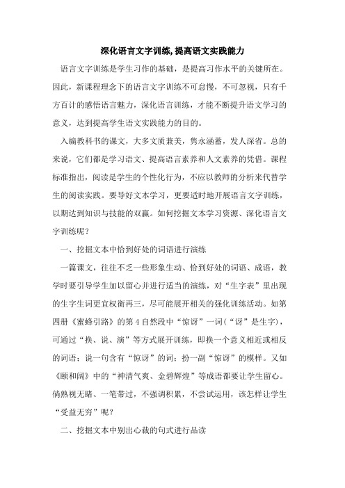 深化语言文字训练,提高语文实践能力论文