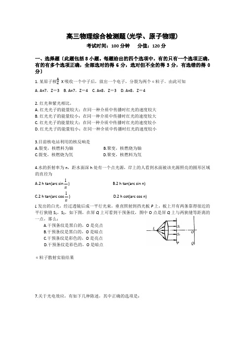 高中_高三物理综合检测题(光学、原子物理)