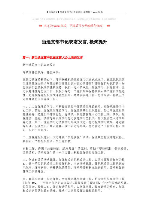 【精编范文】当选支部书记表态发言,凝聚提升word版本 (3页)