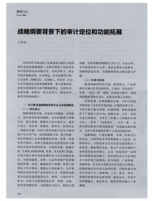 战略纲要背景下的审计定位和功能拓展