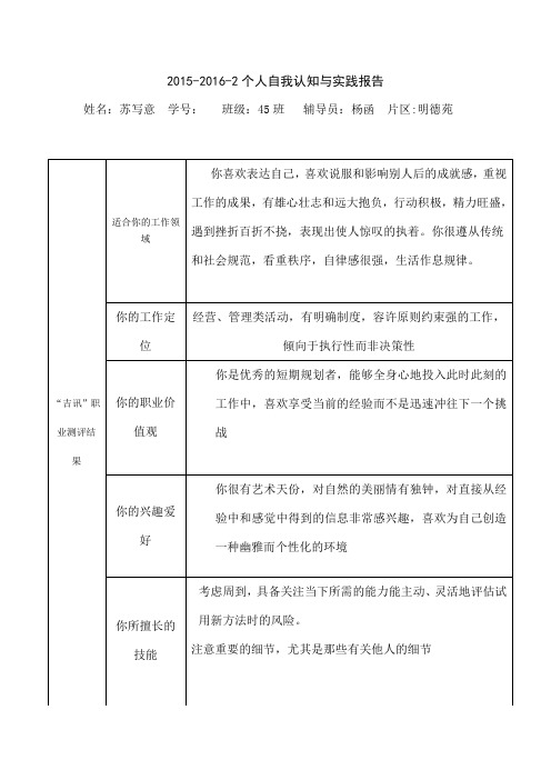 自我认知与实践报告