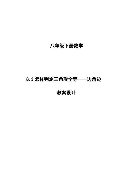 怎样判定三角形全等——边角边教案