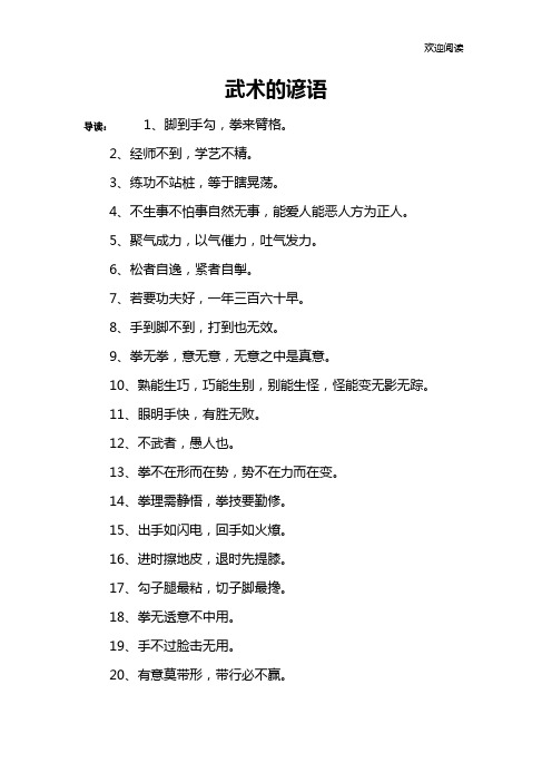 武术的谚语