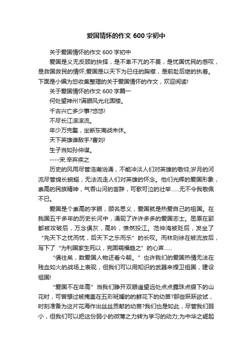 爱国情怀的作文600字初中