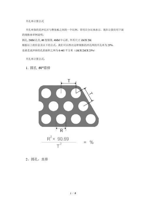 常用十种开孔率计算公式