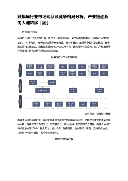 触摸屏行业市场现状及竞争格局分析,产业链逐渐向大陆转移「图」