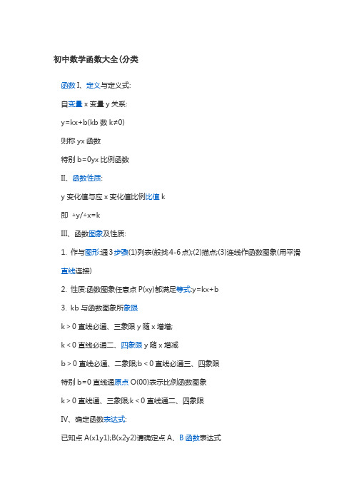 初中数学函数大全