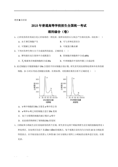 2015年全国高考理综试题及答案-北京卷