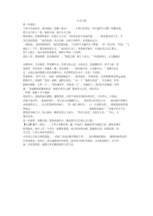 台州市中考满分作文-心灵之旅