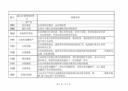 小企业会计准则科目对照表解释