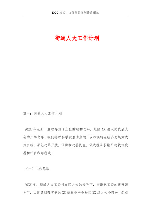 街道人大工作计划