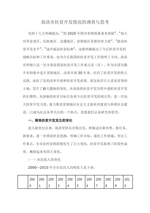 商洛市扶贫开发情况的调查与思考