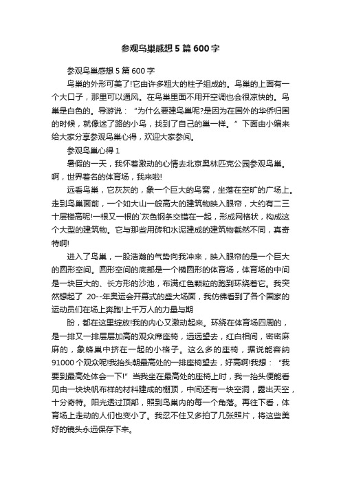 参观鸟巢感想5篇600字