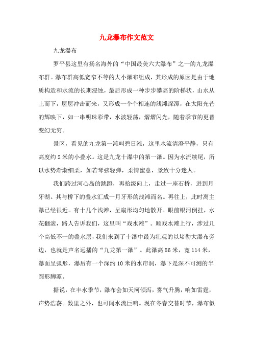 九龙瀑布作文范文