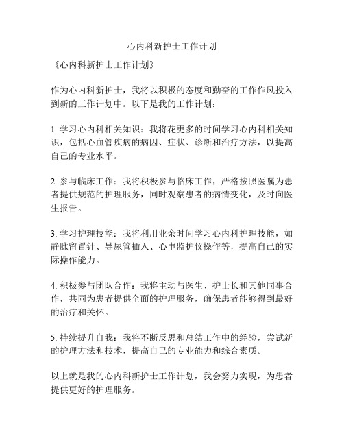 心内科新护士工作计划