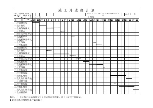 施工月进度及总进度计划