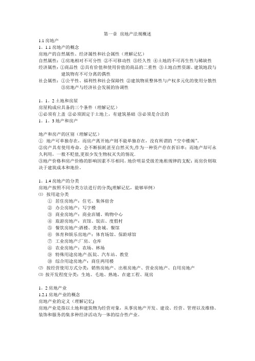 房地产法规考试知识要点(整理版)汇总