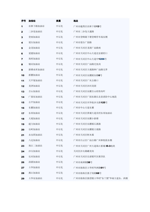 广州加油站大全