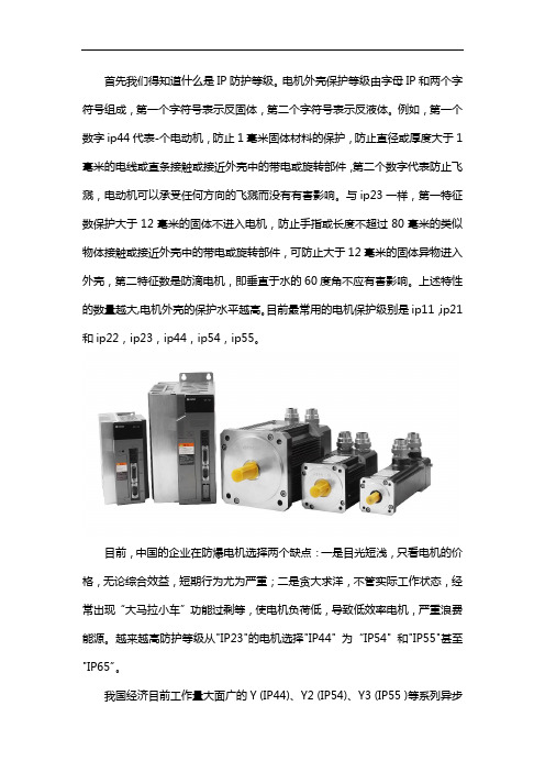 防爆伺服电机的防护等级说明