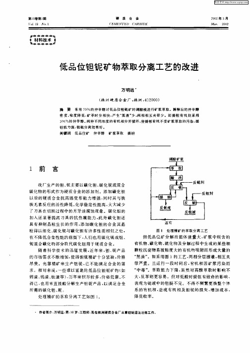 低品位钽铌矿物萃取分离工艺的改进