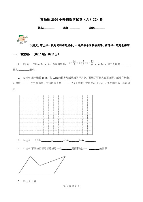 青岛版2020小升初数学试卷(六)(I)卷