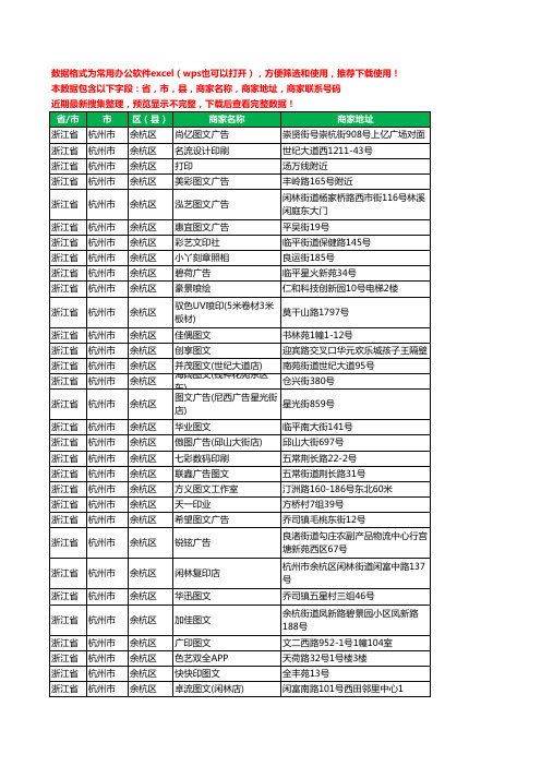 2020新版浙江省杭州市余杭区图文工商企业公司商家名录名单黄页联系电话号码地址大全226家