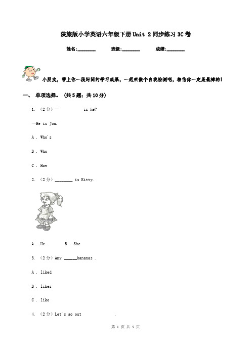 陕旅版小学英语六年级下册Unit 2同步练习3C卷