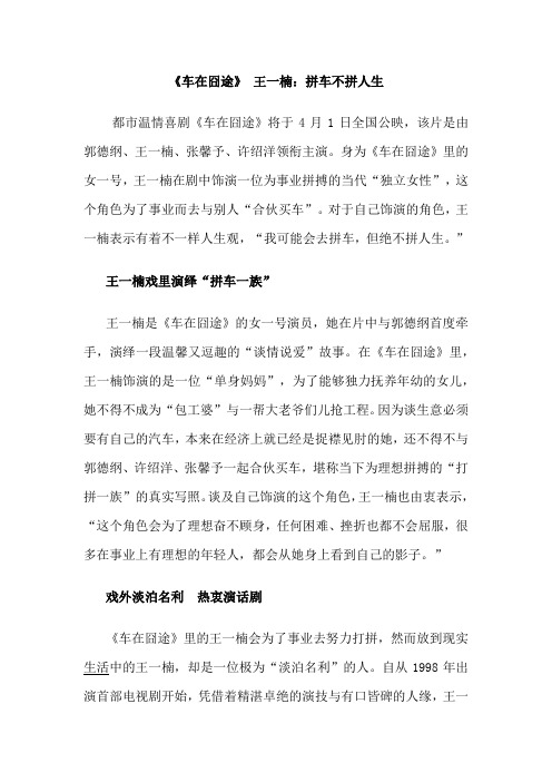 《车在囧途》 王一楠：拼车不拼人生